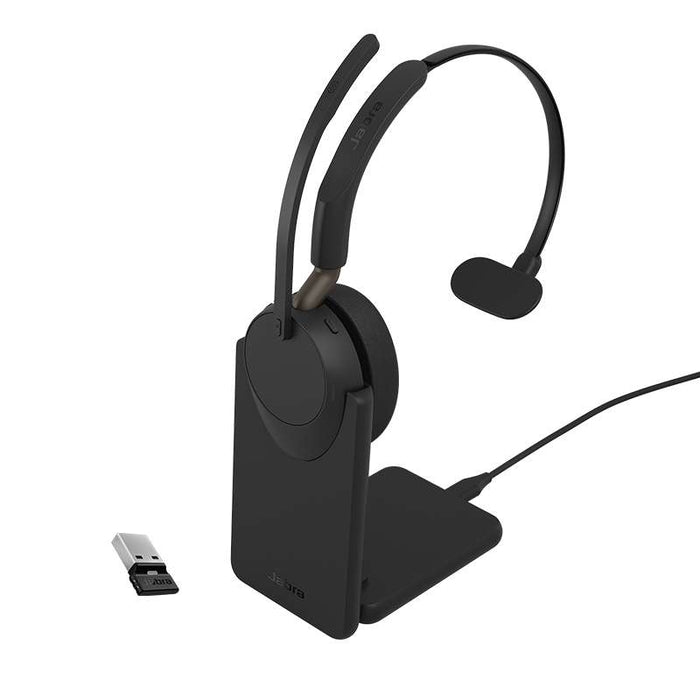 Jabra Evolve3 65 Mono UC Headset - USB-A with LINK 390a Bluetooth Adapter and Charging Stand
