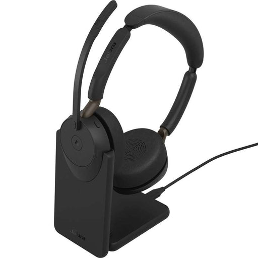 Jabra Evolve3 65 Stereo MS Headset - USB-A with LINK 390a Bluetooth Adapter and Charging Stand