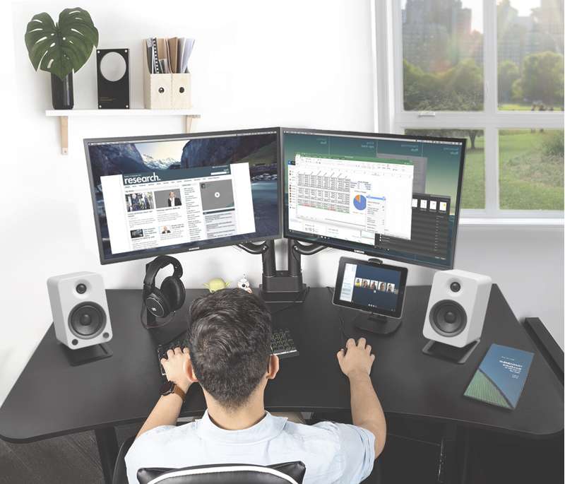 Kanto Dual-Monitor Gas Shock Desktop Mount for 17-inch to 32-inch Displays - Black