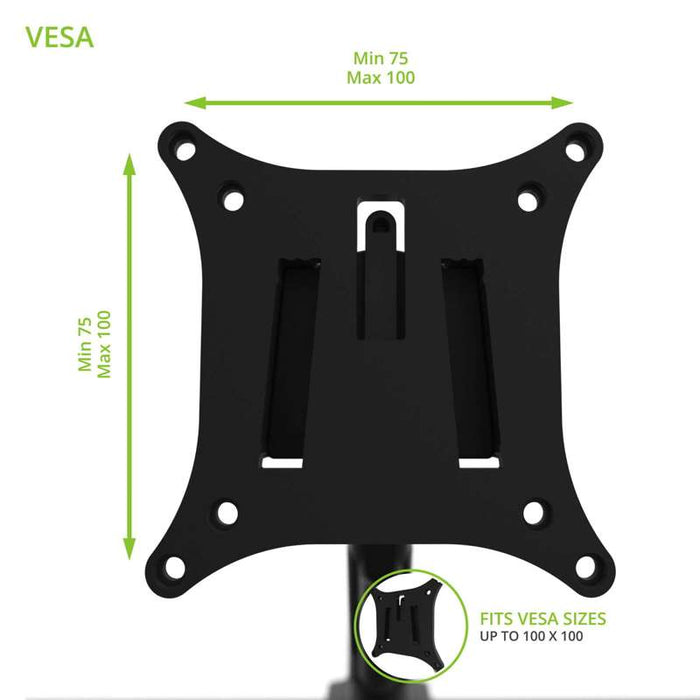Kanto Dual-Monitor Gas Shock Desktop Mount for 17-inch to 32-inch Displays - Black