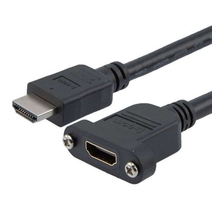 L-COM 1m HDMI 2.1 Ultra High Speed Panel Mount Extension Cable, Black
