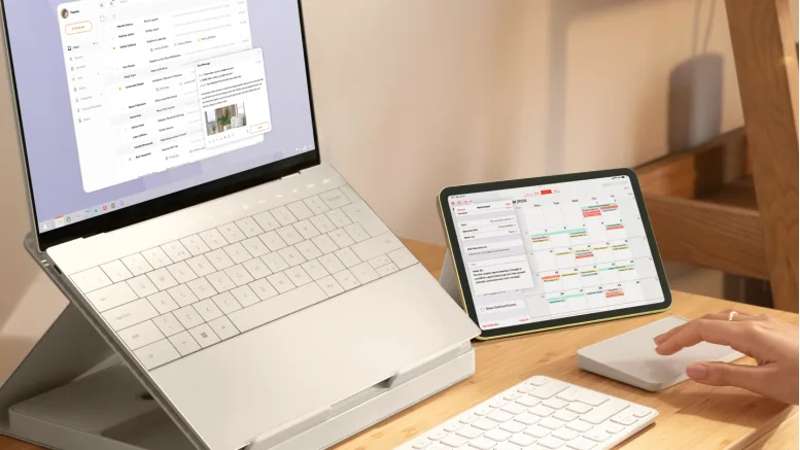 Logitech Casa Pop-Up Desk All-in-one Kit: Stand, Keyboard, Touchpad, Nordic Calm