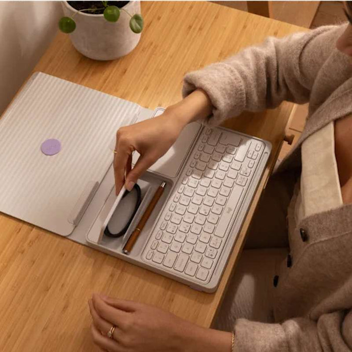 Logitech Casa Pop-Up Desk All-in-one Kit: Stand, Keyboard, Touchpad, Nordic Calm