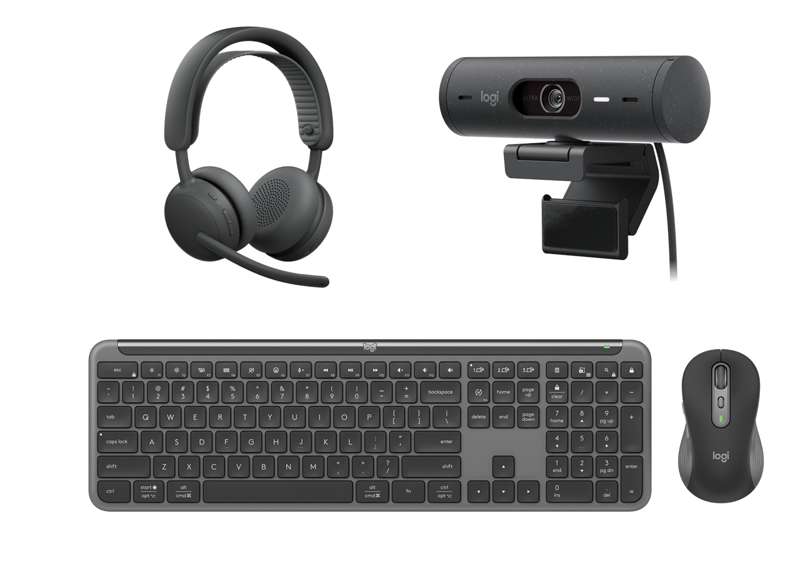 Logitech Advanced Bundle - MK955 Keyboard/Mouse, Brio 505 Webcam & Zone Wireless 2 ES Headset - UC Version