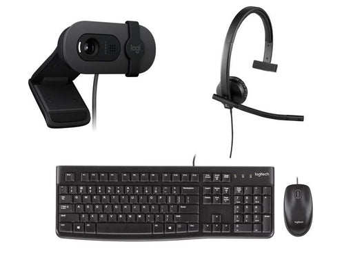Logitech Value Bundle - MK120 Keyboard & Mouse, Brio 105 Webcam, and H570e Headset