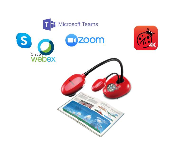 Lumens DC193 Ladibug Document Camera, 20× Zoom, 30 fps, HDMI Pass‑Through, 4 TB USB Storage, Red