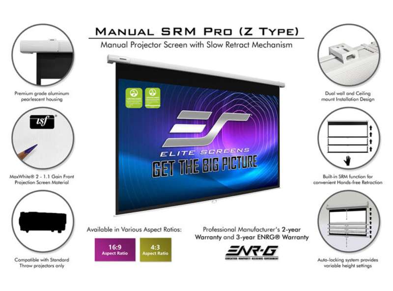 Elite Manual SRM Pro Series 120 Inch Diagonal Manual Screen