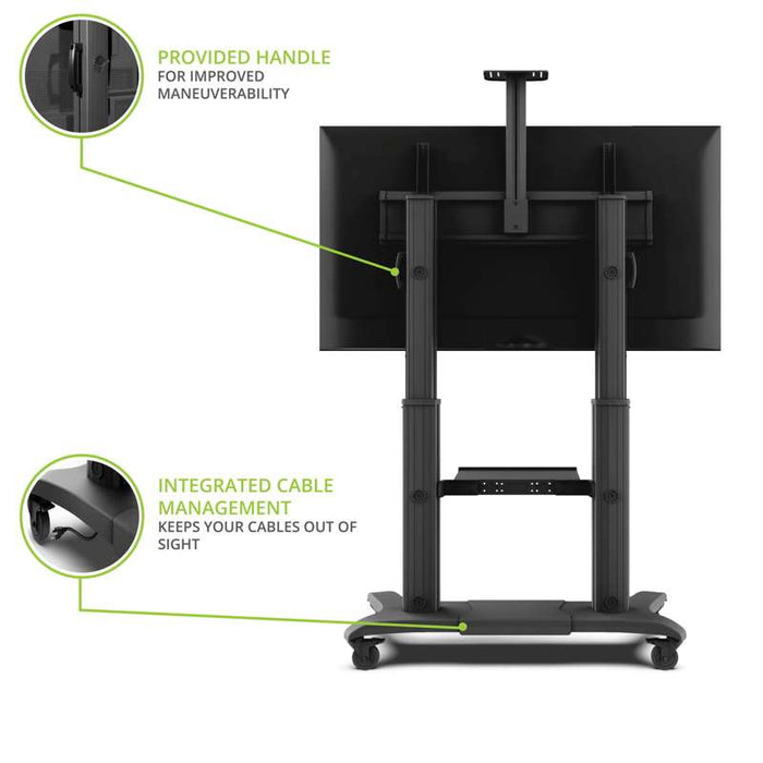 Kanto Mobile TV Mount - Aluminum Base - with Adjustable Shelf for 60-inch to 100-inch TVs