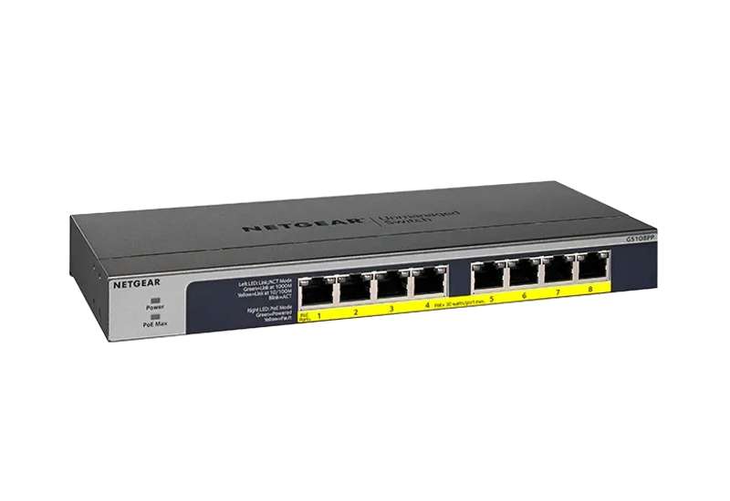 NetGear 8-Port Gigabit Ethernet PoE+ Unmanaged Switch 123W