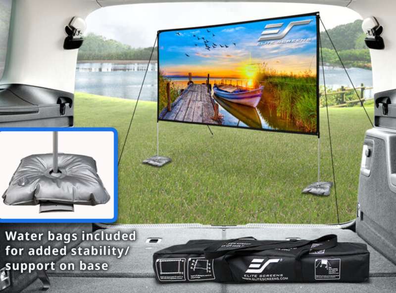 Elite Yard Master Lite Series, 125-inch Diag., 16:9 Portable Screen, SilkWhite 2 Material