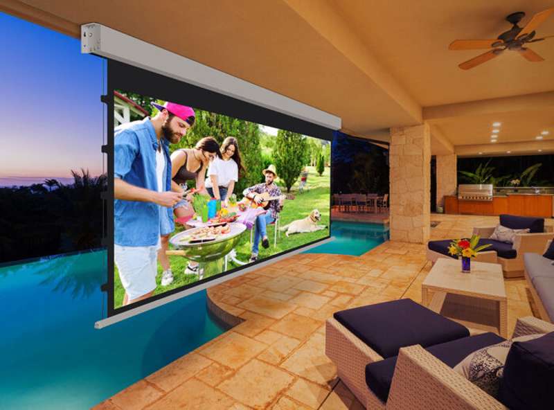 Elite Yard Master Tab-Tension Wireless Series, 140-inch Diag., 16:9 Electric Screen, MaxWhite Material