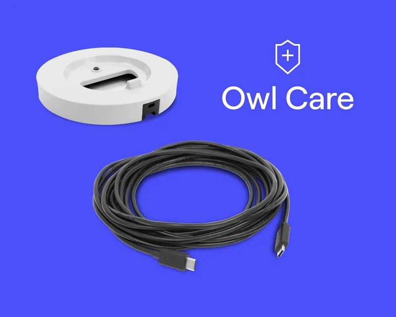 Owl Labs Meeting Owl 3 Premium Pack: Smart Conference Camera, Table Stand, USB cable & Owl Care