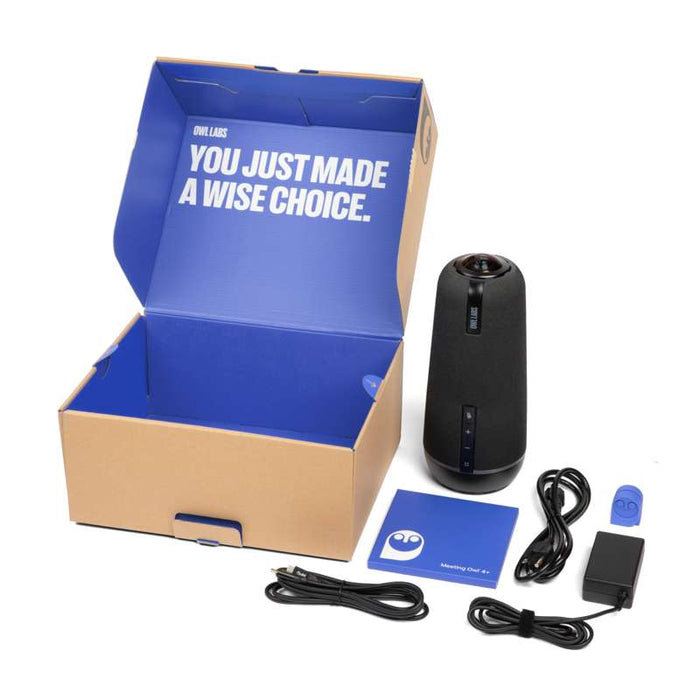 Owl Labs Meeting Owl 4+ Premium Pack Bundle: Video Conference Camera, Stand, Cable and Owl Care
