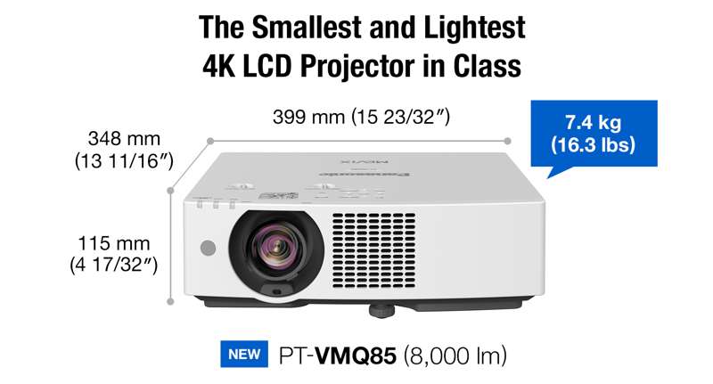 Panasonic PT-VMQ65 6,500-Lumen 4K 3LCD Laser Projector, White