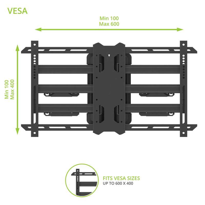Kanto Full Motion Corner TV Mount for 37-inch to 70-inch TVs - Black