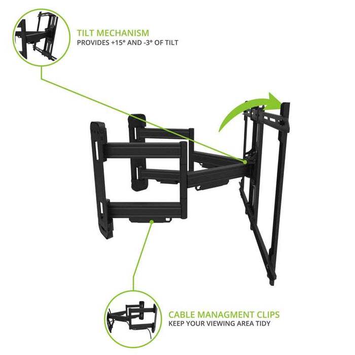 Kanto Full Motion Corner TV Mount for 37-inch to 70-inch TVs - Black