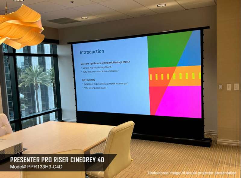 Elite Presenter Pro Riser CineGrey 4D Series, 150-inch Diag. 16:9 Electric Screen, CineGrey 4D Material