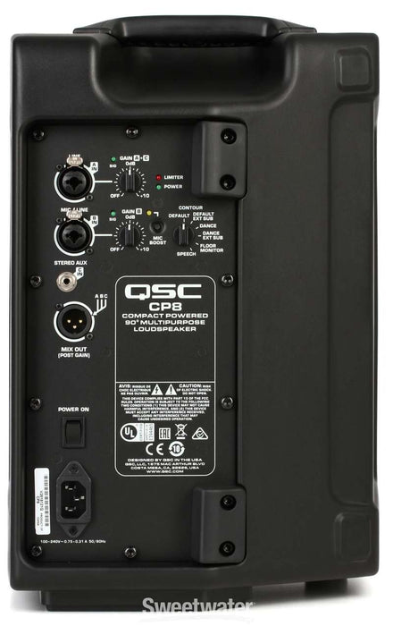 QSC 8-Inch 2-Way 1000W Compact Powered Loudspeaker, Black