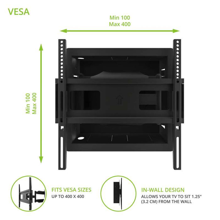 Kanto Recessed In-Wall Full Motion TV Mount for 32-inch to 55-inch TVs