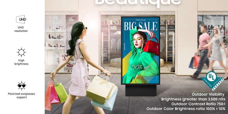 Samsung OHA Series 75" Weatherproof All-in-One Outdoor Signage for Business