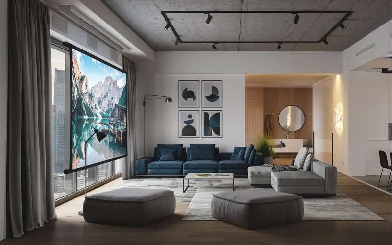 Screen Innovations Zero-G Motorized Flush Mount Screen, 54'' x 96'' with 360 Material