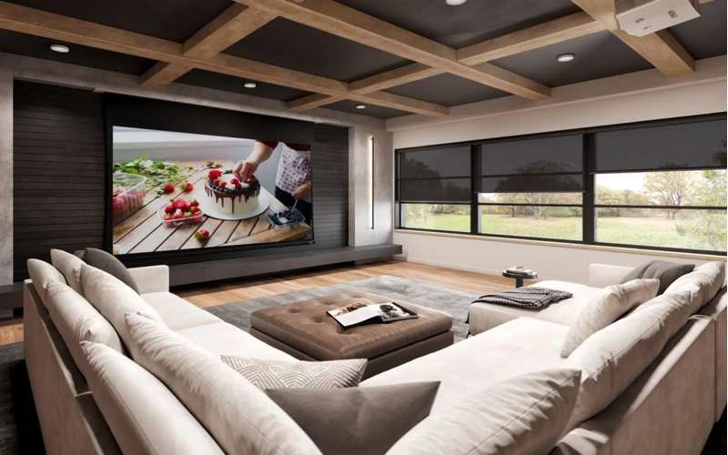 Screen Innovations Solo 3 Indoor Flush Mount Electric Screen, 52'' x 92'' with Slate AT 1.2 Material