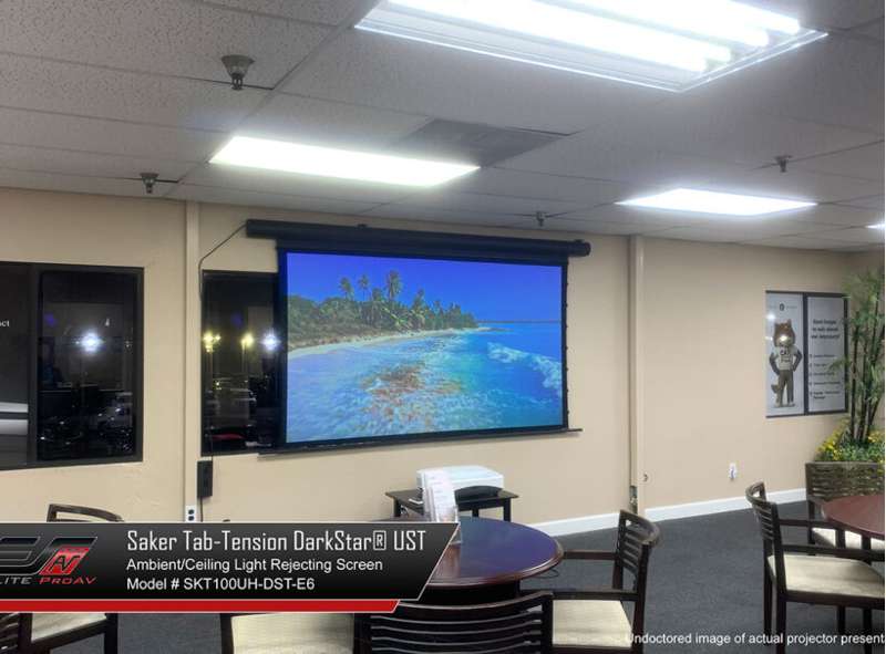 Elite Saker Tab-Tension DarkUST Series, 100-inch Diag. 16:9 Electric Screen, DarkUST Material