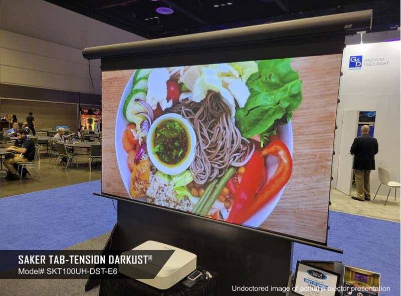 Elite Saker Tab-Tension DarkUST Series, 100-inch Diag. 16:9 Electric Screen, DarkUST Material