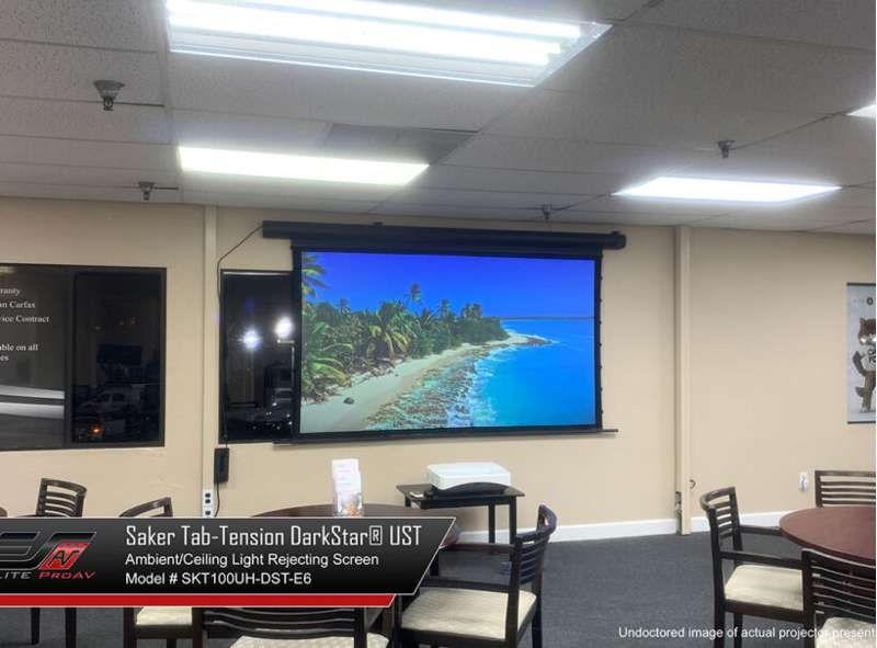 Elite Saker Tab-Tension DarkUST Series, 100-inch Diag. 16:9 Electric Screen, DarkUST Material