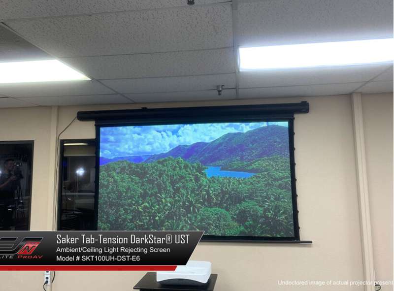 Elite Saker Tab-Tension DarkUST Series, 120-inch Diag. 16:9 Electric Screen, DarkUST Material