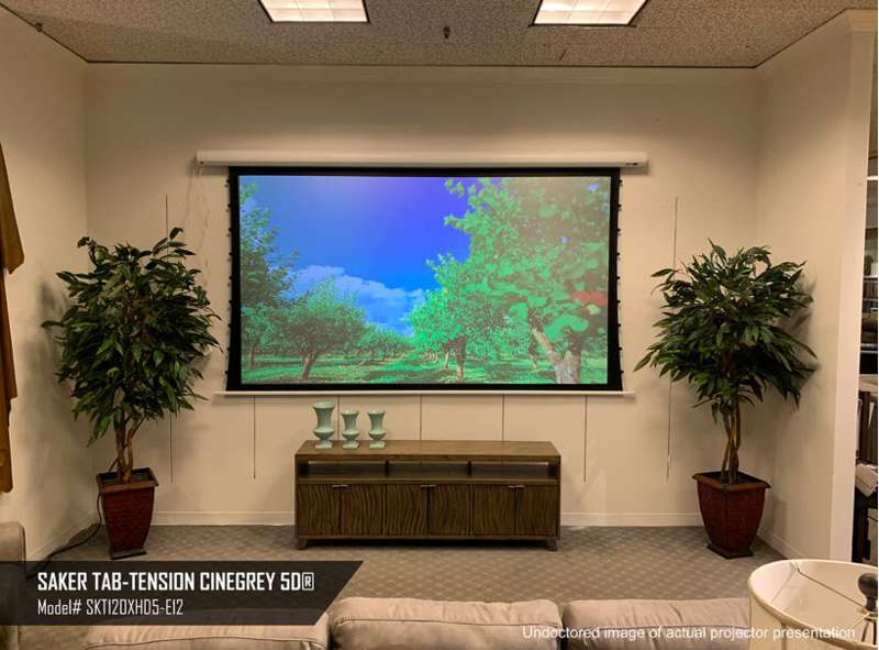 Elite Saker Tab-Tension CineGrey 5D Series, 135-inch Diag. 16:9 Electric Screen, CineGrey 5D Material