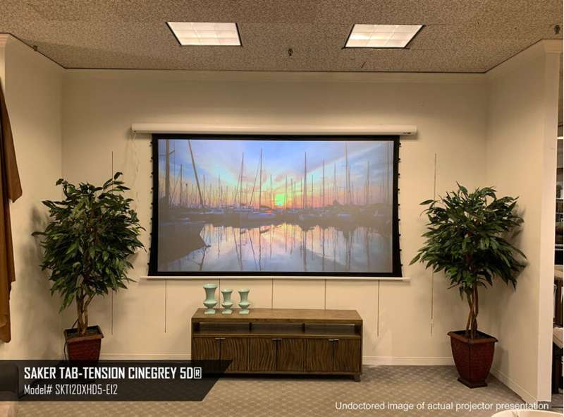Elite Saker Tab-Tension CineGrey 5D Series, 135-inch Diag. 16:9 Electric Screen, CineGrey 5D Material