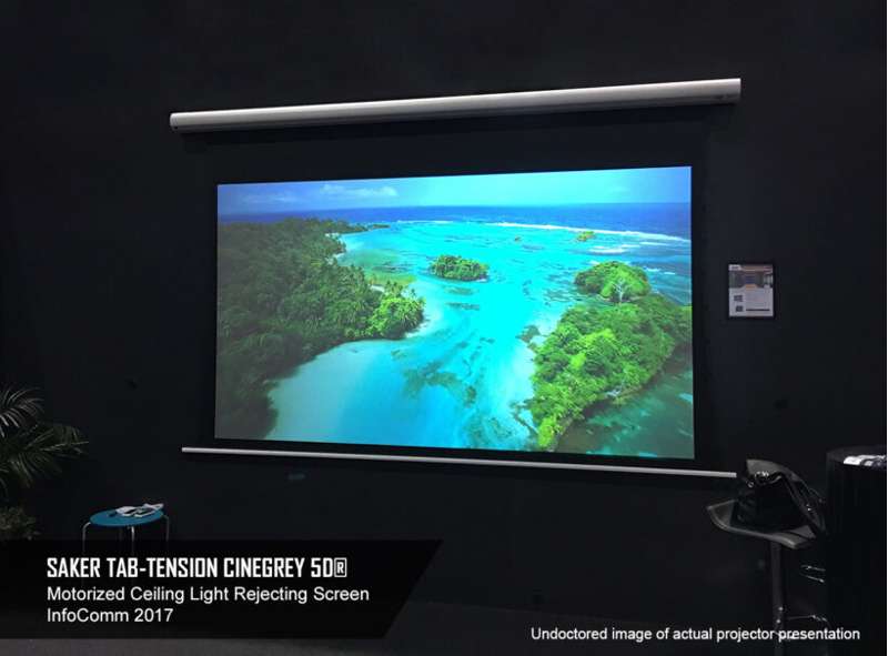 Elite Saker Tab-Tension CineGrey 5D Series, 150-inch Diag. 16:10 Electric Screen, CineGrey 5D Material