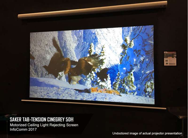 Elite Saker Tab-Tension CineGrey 5D Series, 150-inch Diag. 16:9 Electric Screen, CineGrey 5D Material
