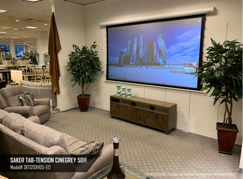 Elite Saker Tab-Tension CineGrey 5D Series, 150-inch Diag. 16:9 Electric Screen, CineGrey 5D Material