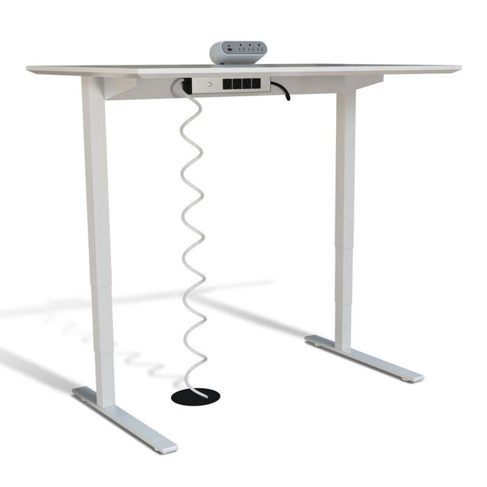 Wiremold Sit Stand Desk Power Hub with Quad Outlets and USB Ports, White