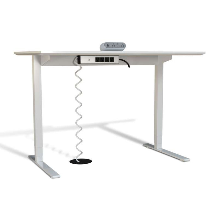 Wiremold Sit Stand Desk Power Hub with Quad Outlets and USB Ports, White