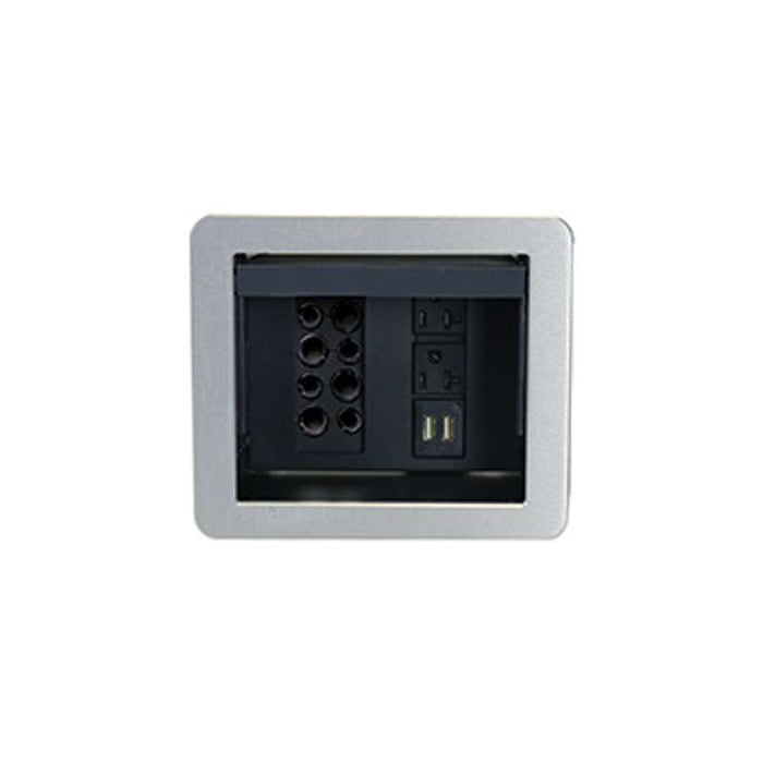 Wiremold InteGreat A/V TABLE BOX WITH USB, FIELD WIRED, ALUMINUM