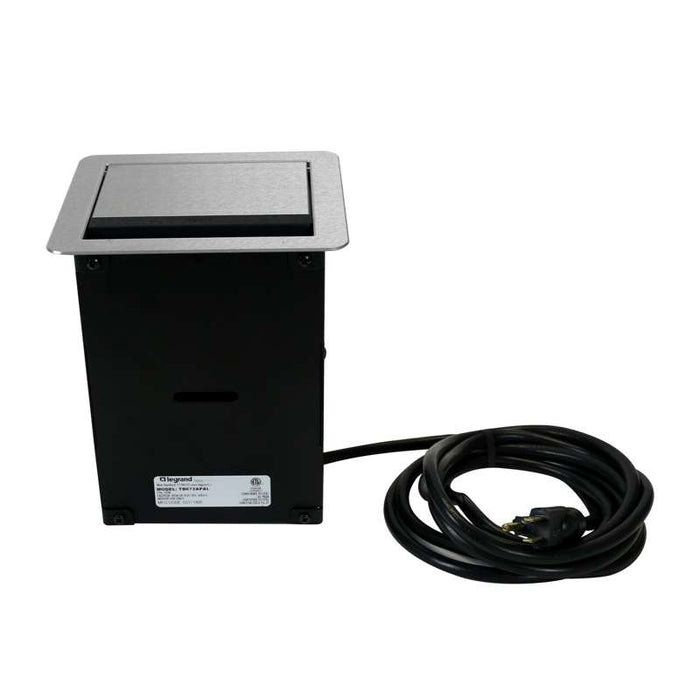 Wiremold InteGreat A/V TABLE BOX WITH USB, CORD ENDED, ALUMINUM
