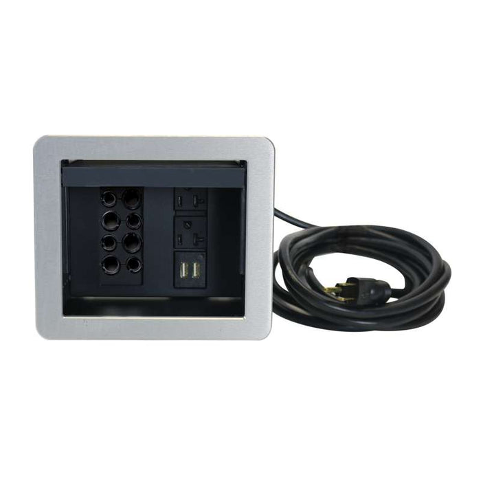 Wiremold InteGreat A/V TABLE BOX WITH USB, CORD ENDED, ALUMINUM