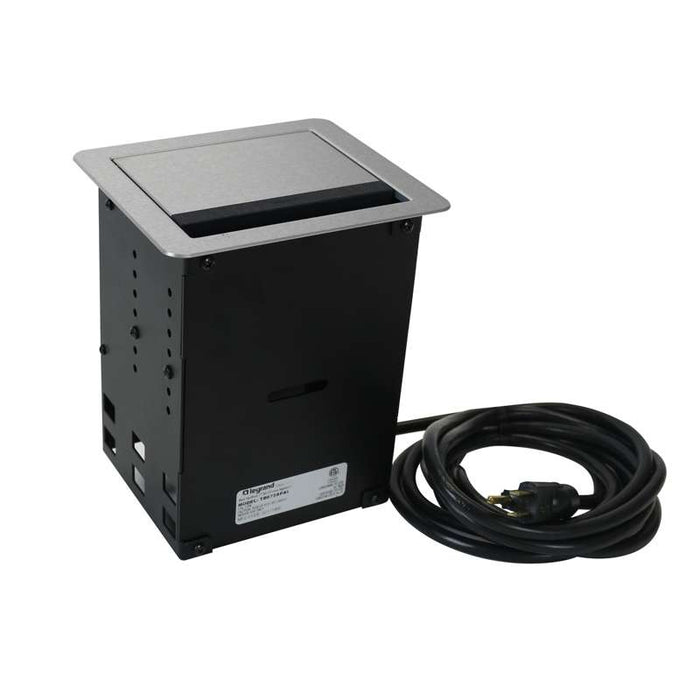 Wiremold InteGreat A/V TABLE BOX WITH USB, CORD ENDED, ALUMINUM