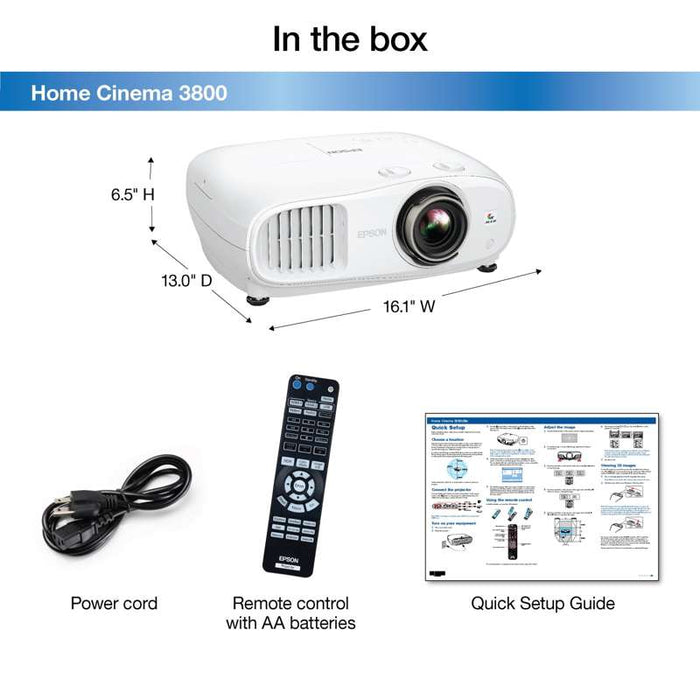 Epson Home Cinema 3800 Pixel Shift 4K PRO-UHD w HDR Projector