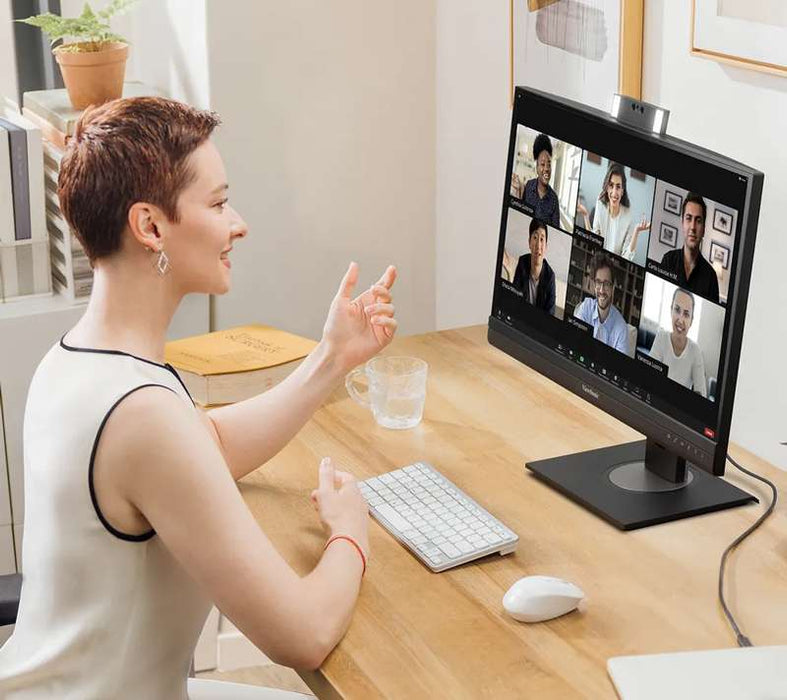 Viewsonic VG2757V-2K - 27" 1440p Video Conferencing Monitor with Windows Hello Compatible IR Webcam, 90W USB-C, RJ45 Ethernet