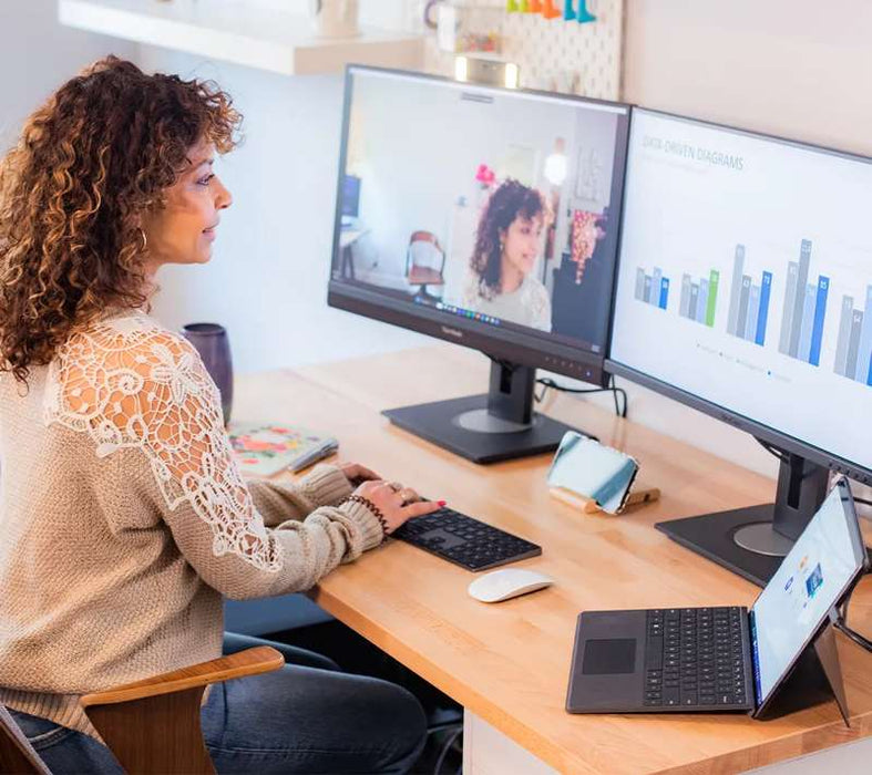 Viewsonic VG2757V-2K - 27" 1440p Video Conferencing Monitor with Windows Hello Compatible IR Webcam, 90W USB-C, RJ45 Ethernet