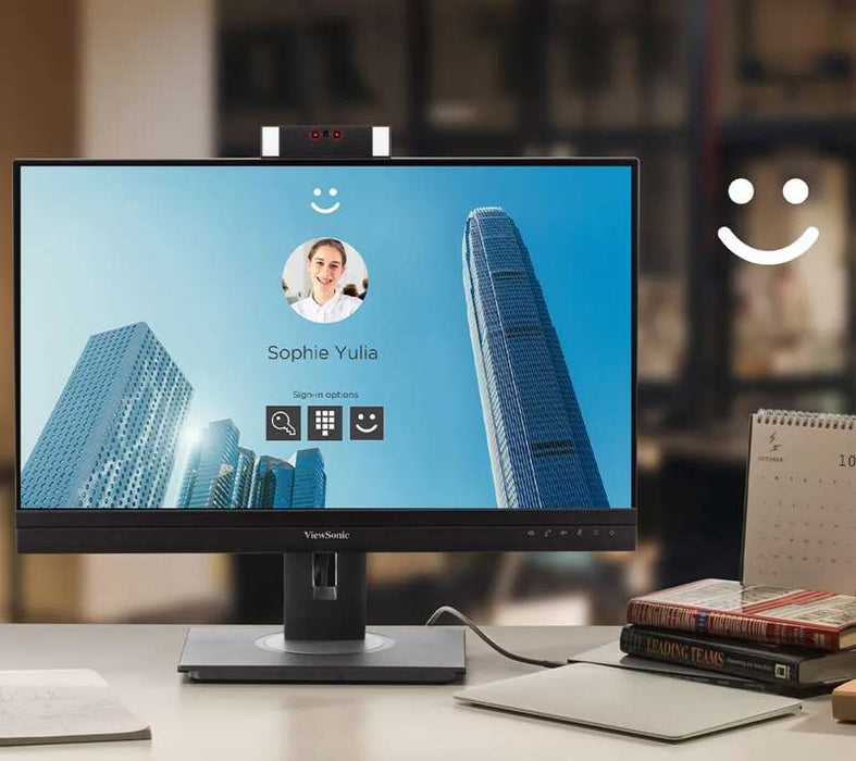 Viewsonic VG2757V-2K - 27" 1440p Video Conferencing Monitor with Windows Hello Compatible IR Webcam, 90W USB-C, RJ45 Ethernet