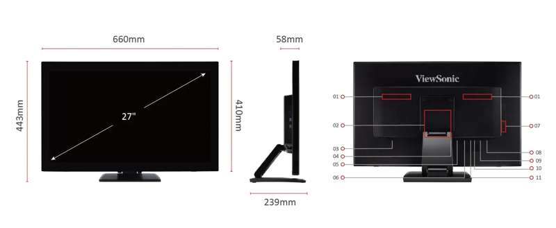 Viewsonic 27" Full HD 10-Point Multi-Touch Monitor with Ergonomic Stand