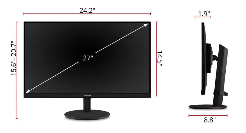 Viewsonic 27" 1080p Ergonomic 100Hz Monitor with FreeSync, HDMI and VGA (VA2747-MHJ)