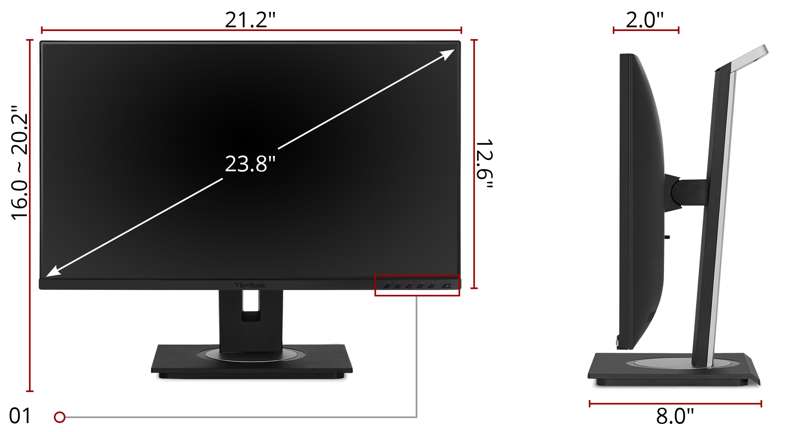 Viewsonic 24" 1080p Ergonomic IPS Docking Monitor with 90W USB-C, RJ45 and Daisy Chain (VG2456a)