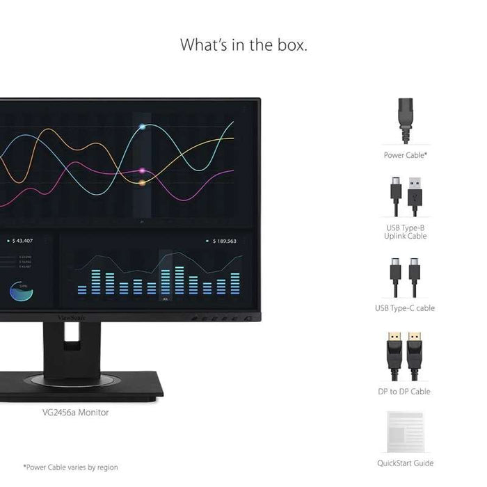 Viewsonic 24" 1080p Ergonomic IPS Docking Monitor with 90W USB-C, RJ45 and Daisy Chain (VG2456a)