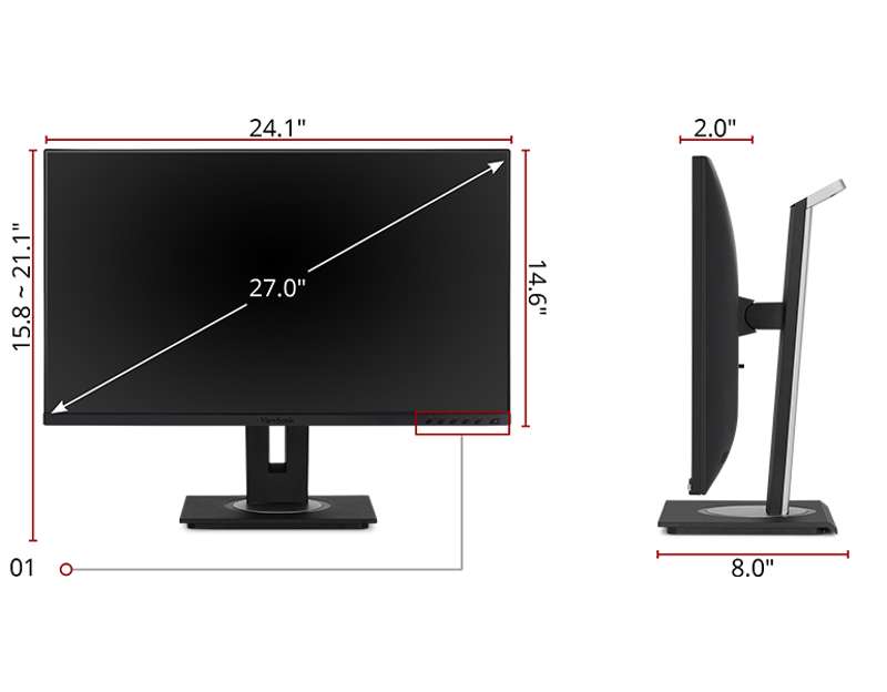 Viewsonic 27" Full HD Ergonomic IPS Business Monitor with USB Hub